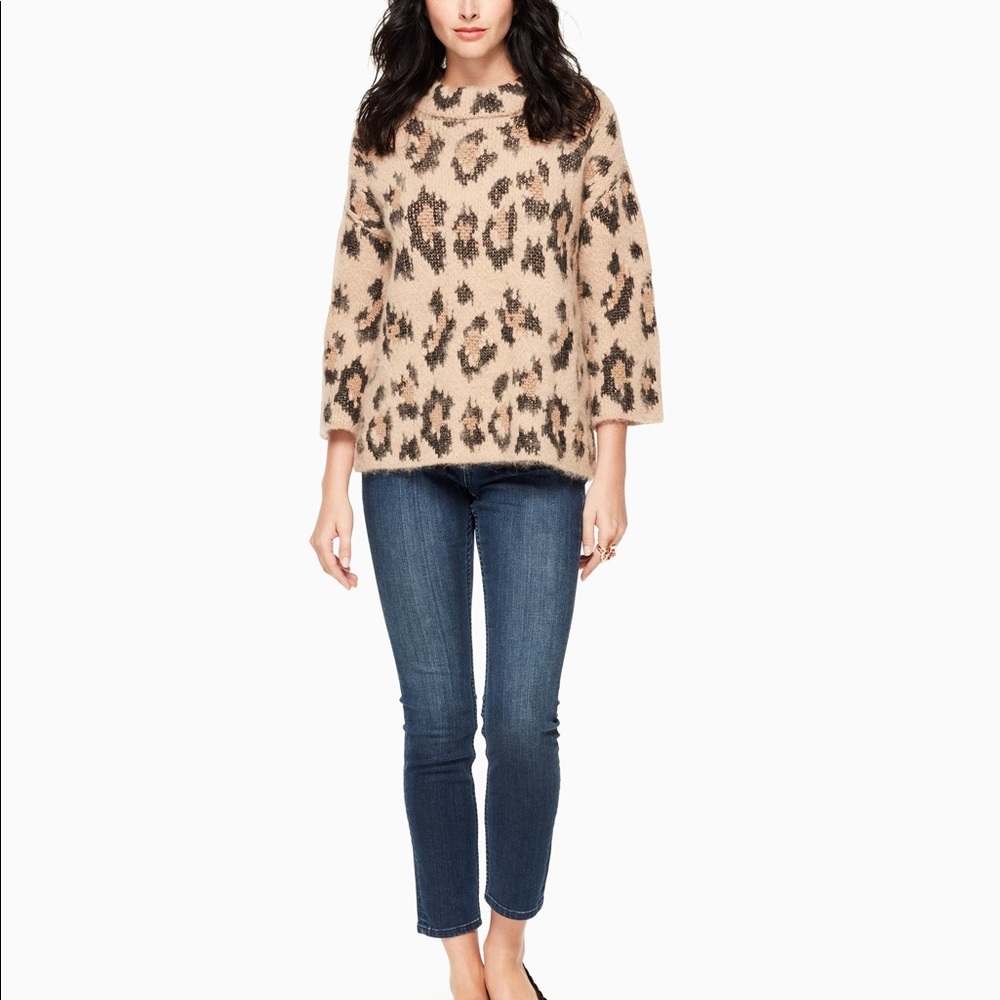 Kate Spade Leopard Chunky Alpaca Sweater Size Large